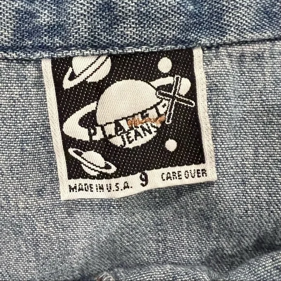 Vintage Planet-X Jeans Denim Button Front MIDI Skirt - Picture 6 of 7